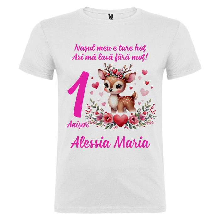 Set de 5 tricouri personalizate pentru nasi, parinti si copil cu model de Caprioara [8]