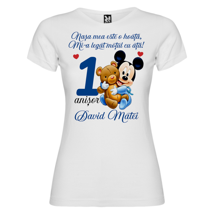 Set de 5 tricouri personalizate pentru nasi, parinti si copil Mickey Ursulet [4]