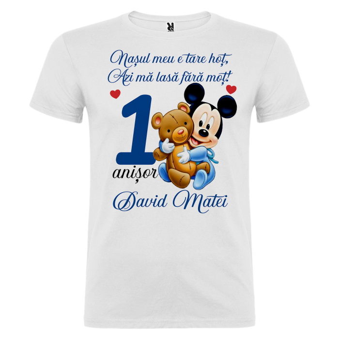 Set de 5 tricouri personalizate pentru nasi, parinti si copil Mickey Ursulet [5]