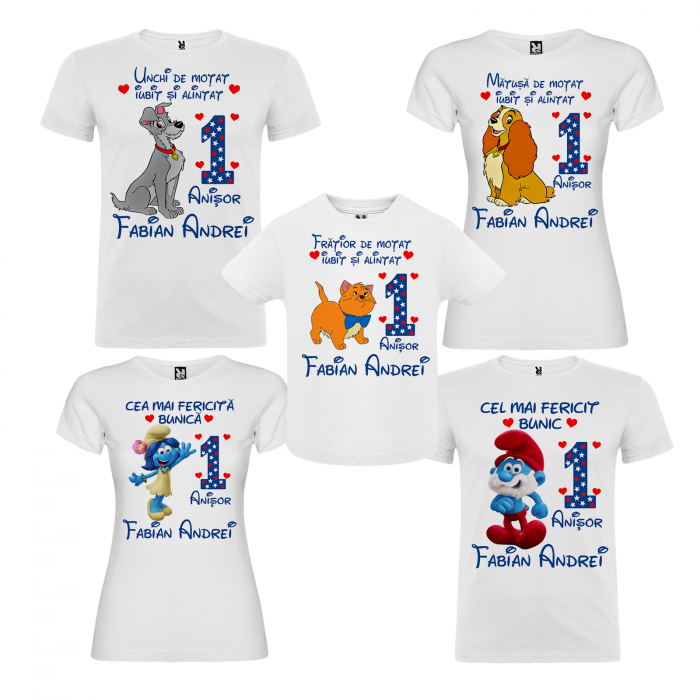 Set de 5 tricouri personalizate pentru nasi, parinti si copil DISNEY Family [2]