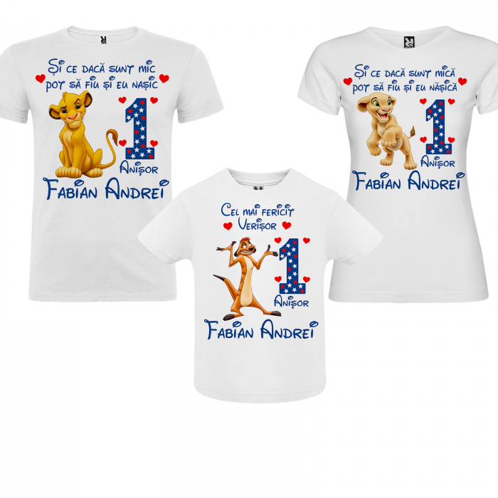 Set de 5 tricouri personalizate pentru nasi, parinti si copil DISNEY Family [3]