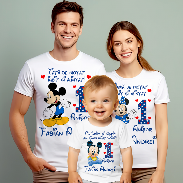 Set de 5 tricouri personalizate pentru nasi, parinti si copil DISNEY Family [4]
