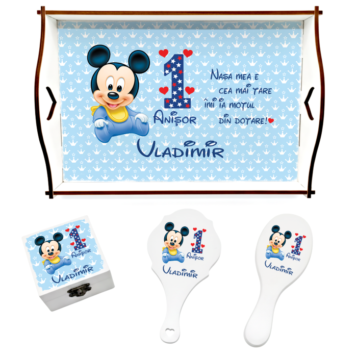 Set de 5 tricouri personalizate pentru nasi, parinti si copil Mickey Ursulet [11]