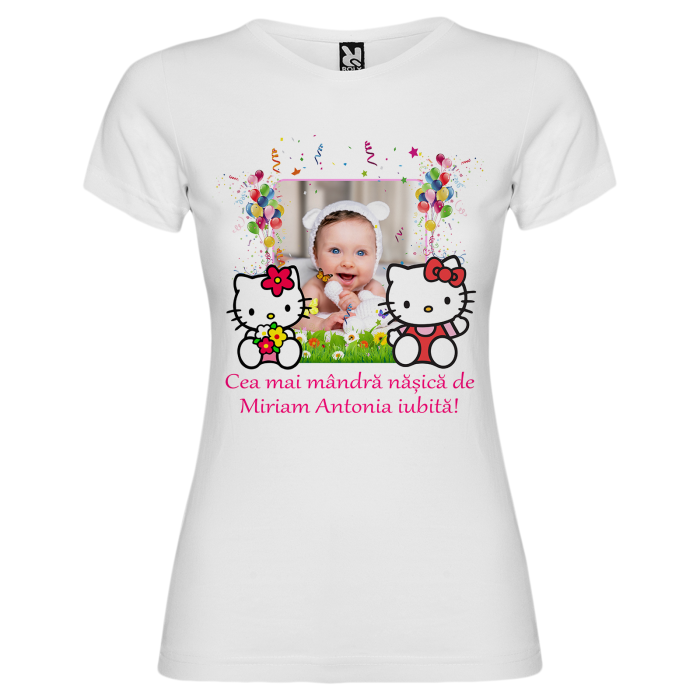 Set de 5 tricouri personalizate pentru nasi, parinti si copil Hello Kitty cu Poza [7]