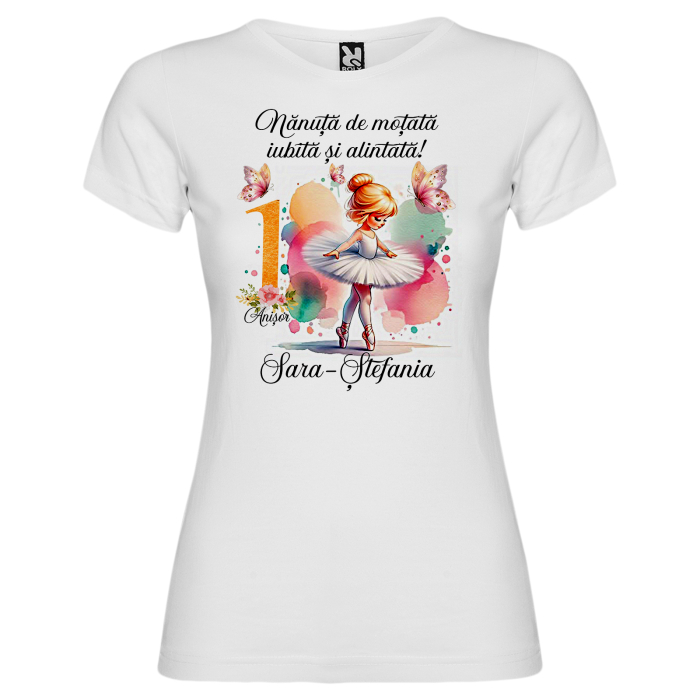 Set de 5 tricouri personalizate pentru nasi, parinti si copil Watercolor Balerina [7]