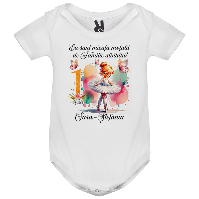 Set de 5 tricouri personalizate pentru nasi, parinti si copil Watercolor Balerina [3]
