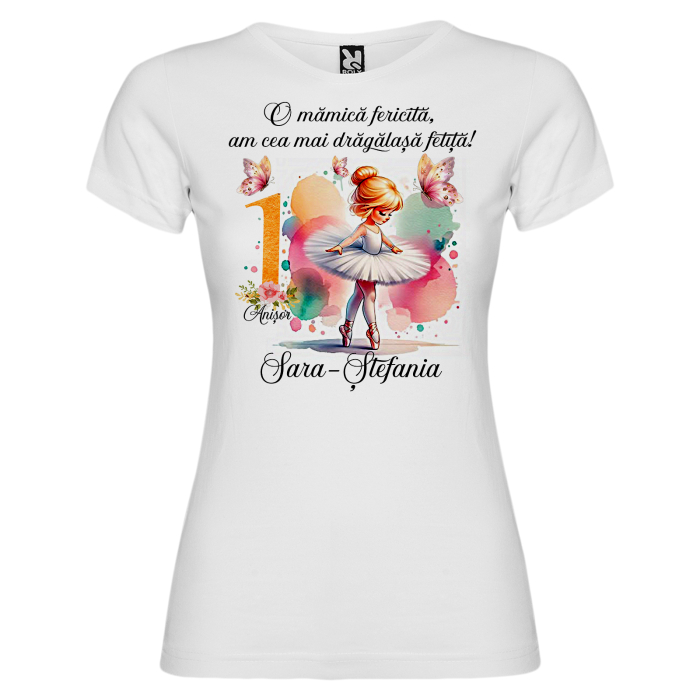 Set de 5 tricouri personalizate pentru nasi, parinti si copil Watercolor Balerina [5]