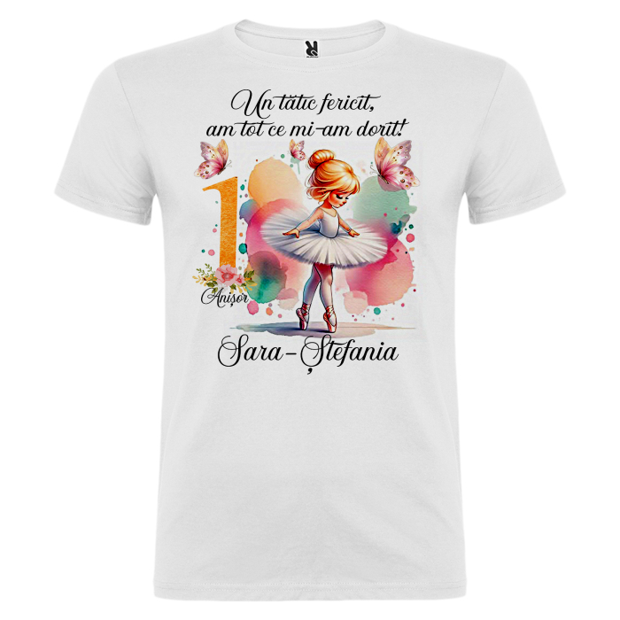Set de 5 tricouri personalizate pentru nasi, parinti si copil Watercolor Balerina [6]
