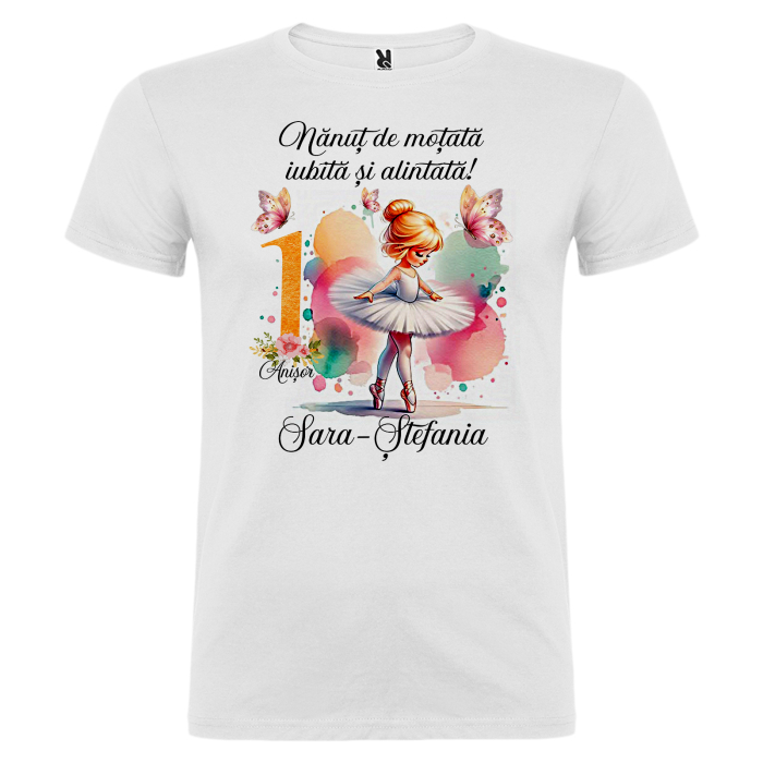 Set de 5 tricouri personalizate pentru nasi, parinti si copil Watercolor Balerina [8]