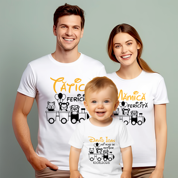Set de 5 tricouri personalizate pentru nasi, parinti si copil Trenulet [1]