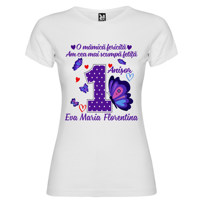 Set de 5 tricouri personalizate pentru nasi, parinti si copil Fluture [5]