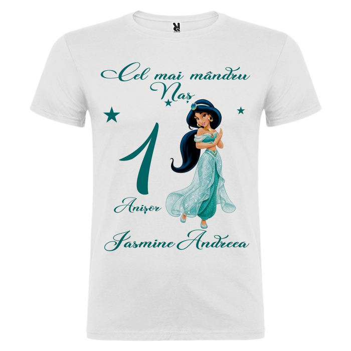 Set de 5 tricouri personalizate pentru nasi, parinti si copil cu Printesa Jasmine [8]