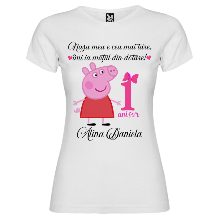 Set de 5 tricouri personalizate pentru nasi, parinti si copil cu Peppa Pig [7]