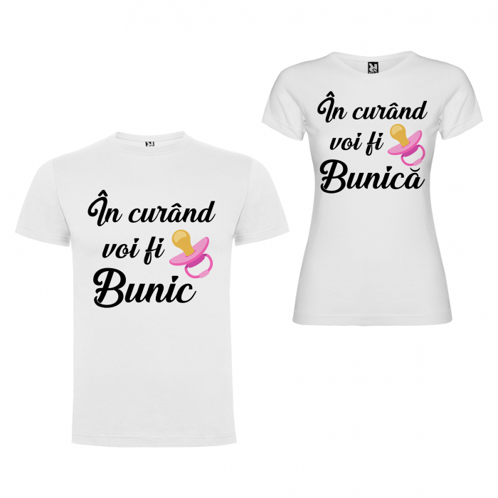 Set de 2 tricouri personalizate In curand voi fi Bunic Bunica [2]