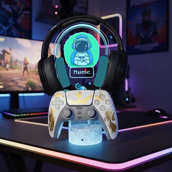 Suport LED personalizat pentru controller si casti cu Poza si Nume [4]