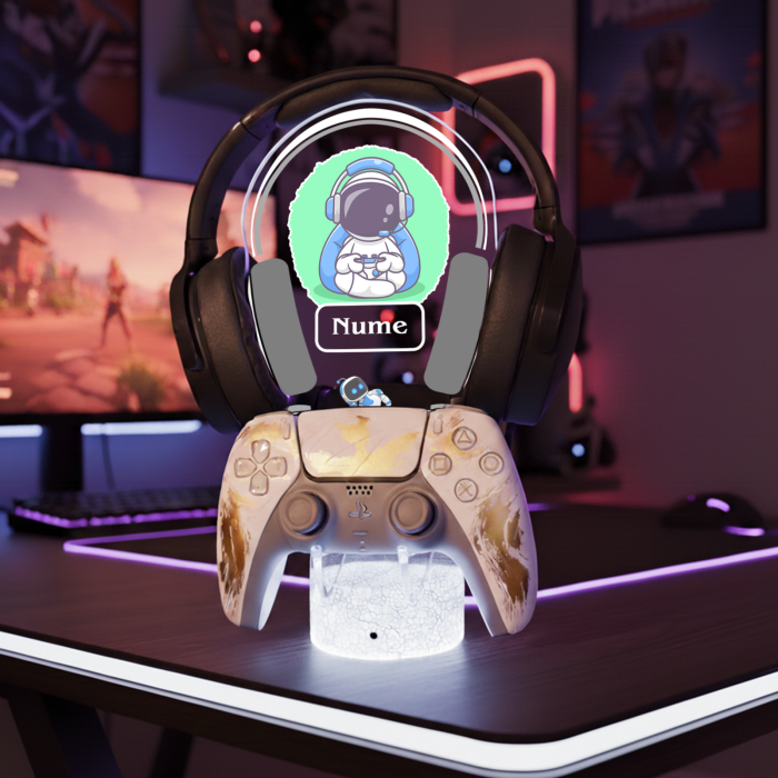 Suport LED personalizat pentru controller si casti cu Poza si Nume [2]