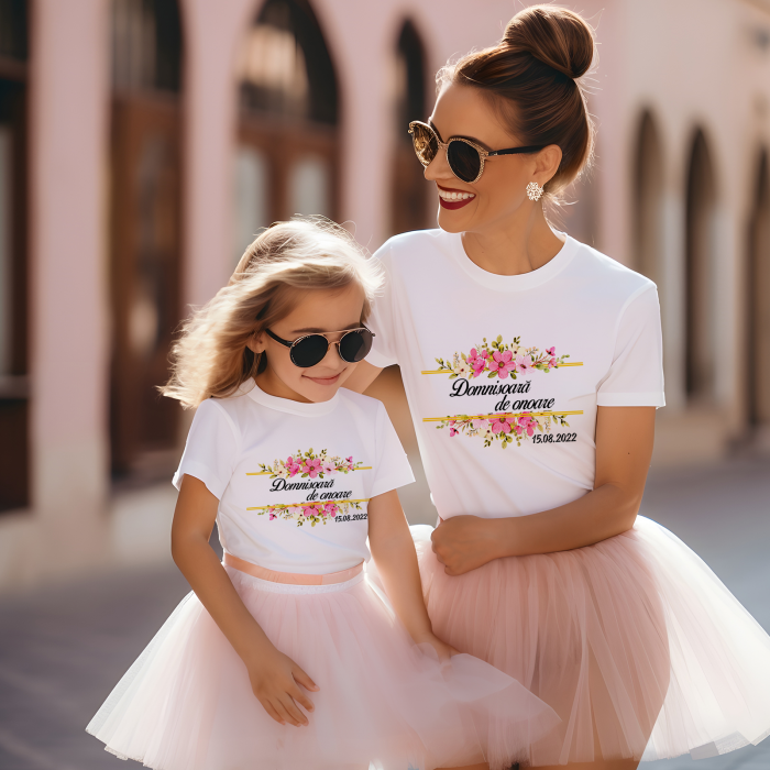 Tricou personalizat Domnisoara de onoare model floral 2 [4]
