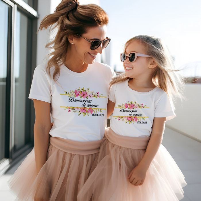 Tricou personalizat Domnisoara de onoare model floral 2 [3]