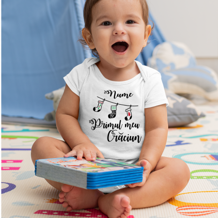 Body personalizat cu nume si "Primul meu Craciun"