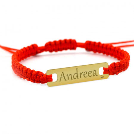 Bratara cu snur impletit si tablita argint 925, 6 x 25 placata cu aur de 24 k [1]