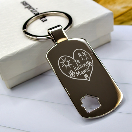 Breloc motiv casa personalizat "Te iubim mami" [1]