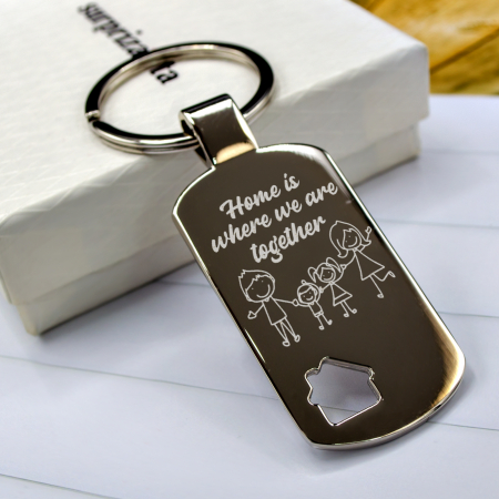 Breloc motiv casa personalizat "Home is where we are together" [0]