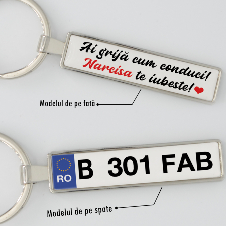 Breloc auto personalizat "Ai grija cum conduci" [1]