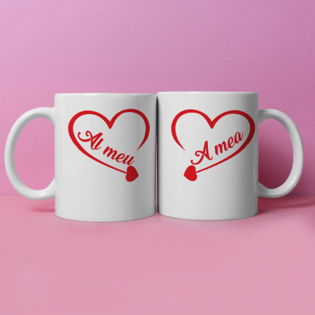 Set 2 cani personalizate cu poza si model A mea, Al meu [1]