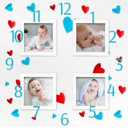 Ceas personalizat cu 4 poze si inimioare [2]
