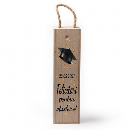 Cutii de vin personalizate - Cutie de vin personalizata cu model absolvire