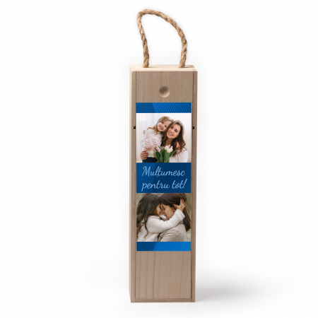 Cutii de vin personalizate - Cutie de vin personalizata cu model si 2 poze
