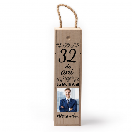 Cutii de vin personalizate - Cutie de vin personalizata cu model ANIVERSARE cu o poza si text