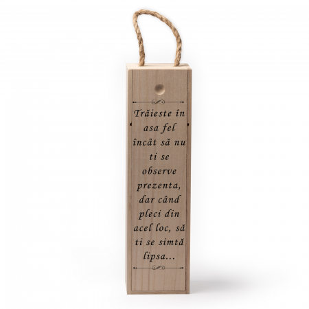 Cutii de vin personalizate - Cutie de vin personalizata cu text Traieste clipa