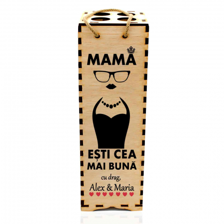 Cutie de vin personalizata cu model MAMA si text [2]