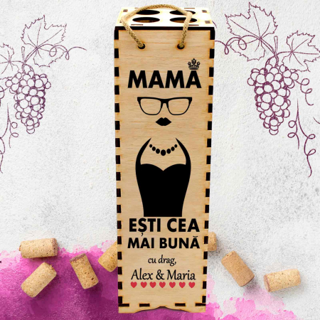 Cutie de vin personalizata cu model MAMA si text [0]