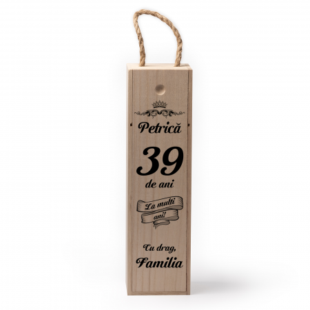 Cutii de vin personalizate - Cutie de vin personalizata cu model cu nume varsta si mesaj cu drag familia