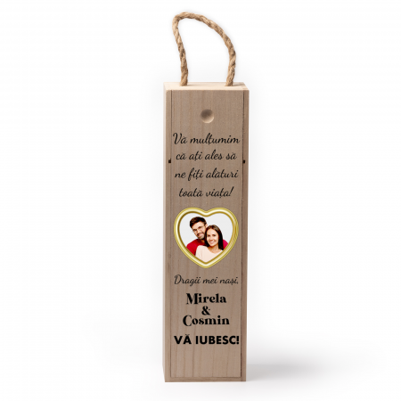 Cutii de vin personalizate - Cutie de vin personalizata cu model NASI cu o poza si text