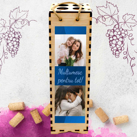 Cutie de vin personalizata cu model si 2 poze [1]