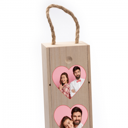 Cutie de vin personalizata cu model INIMA si 3 poze [3]