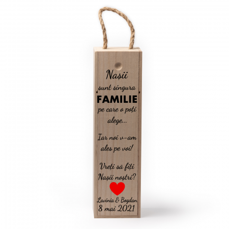 BEST SELLERS - Cutie de vin personalizata cu model NASI cu text