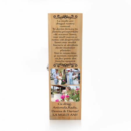 Cutie de vin personalizata Premium cu model cu 3 poze Rude [0]