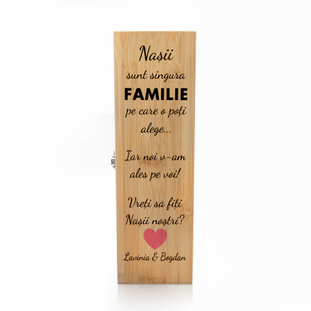 Cutie de vin personalizata Premium cu model NASI cu text [0]