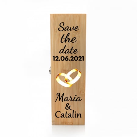 Cutie de vin personalizata Premium cu model SAVE THE DATE cu o poza si text [0]