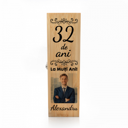 Cutie de vin personalizata Premium cu model ANIVERSARE cu o poza si text [0]