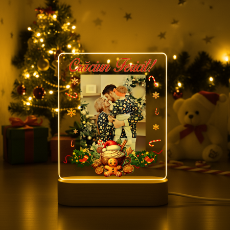 CRACIUN - Lampa 3D iluminata personalizata cu model de Turta Dulce