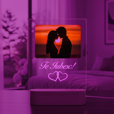 Lampa 3D LED personalizata cu poza si text Te Iubesc [1]