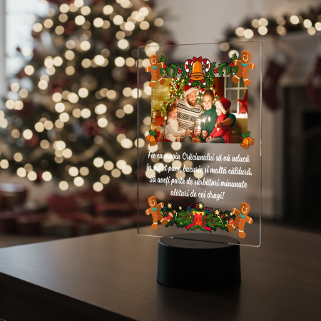 CRĂCIUN - Lampa 3D iluminata personalizata cu model de Craciun