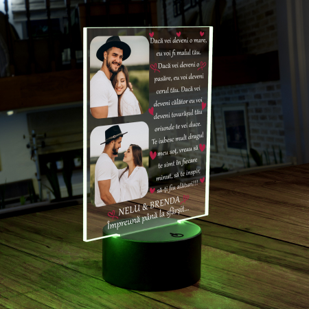 Lampi 3D personalizate - Lampa 3D luminoasa personalizata cu 2 poze si text Pentru Sot