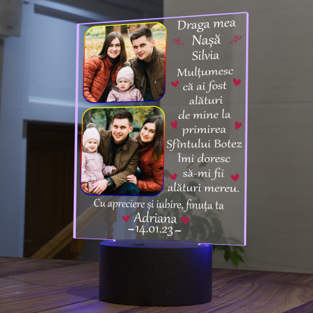 Lampi 3D personalizate - Lampa 3D luminoasa personalizata cu 2 poze si text Pentru Nasa Nas