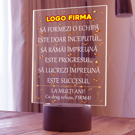 Lampi 3D personalizate - Lampa 3D luminoasa personalizata cu model si text Pentru FIRMA